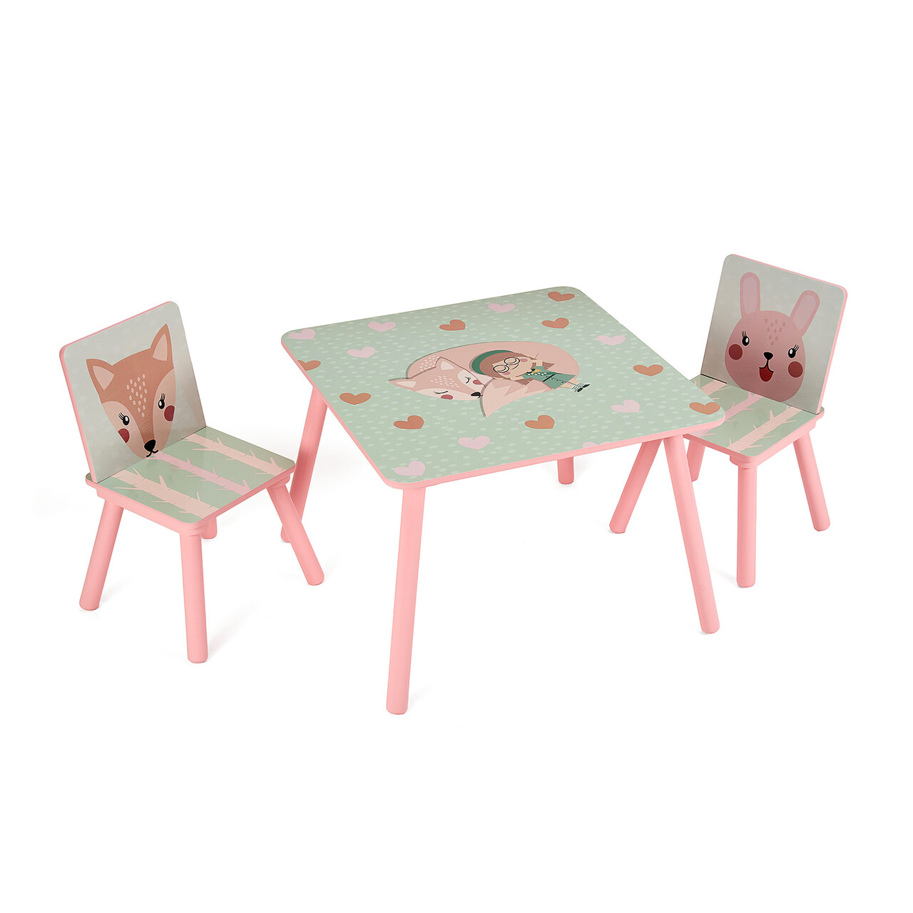 Set birou cu 2 scaune Pink Forest, U-Grow, 60x60x44 cm, MDF/Pine, multicolor - imagine 3